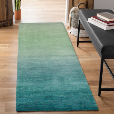 Wilfredo Abstract Handmade Loomed Wool Aqua Green Area Rug