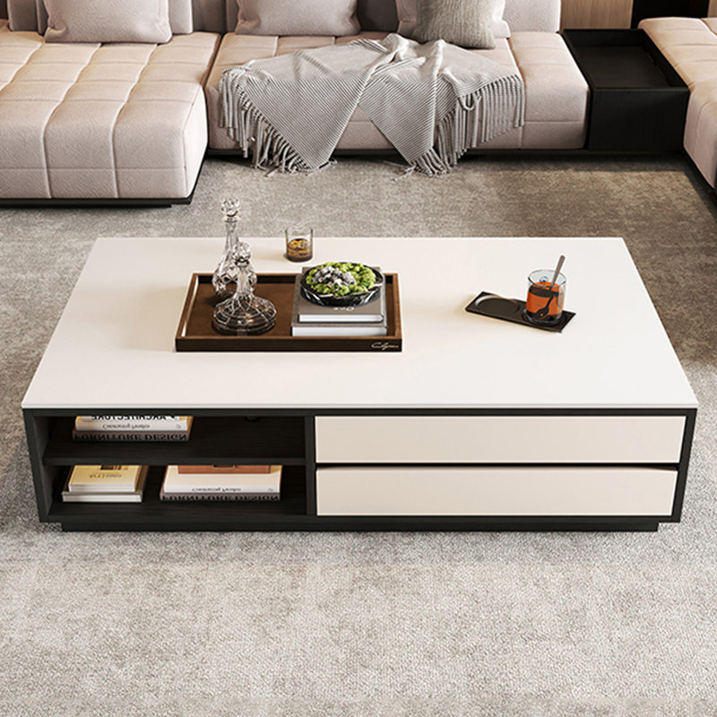Table basse simple et moderne, H 15,7 po x L 51,2 po x l 27,6 po, Noir, noir, noir, noir