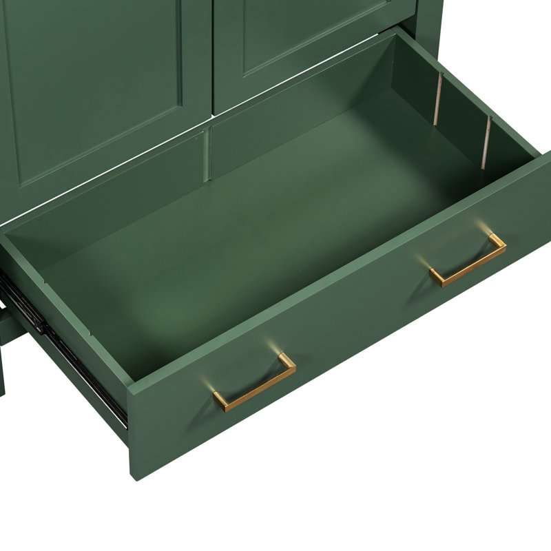 Meuble-lavabo 60 po avec meuble-lavabo double en céramique et solution de rangement moderne, Vert