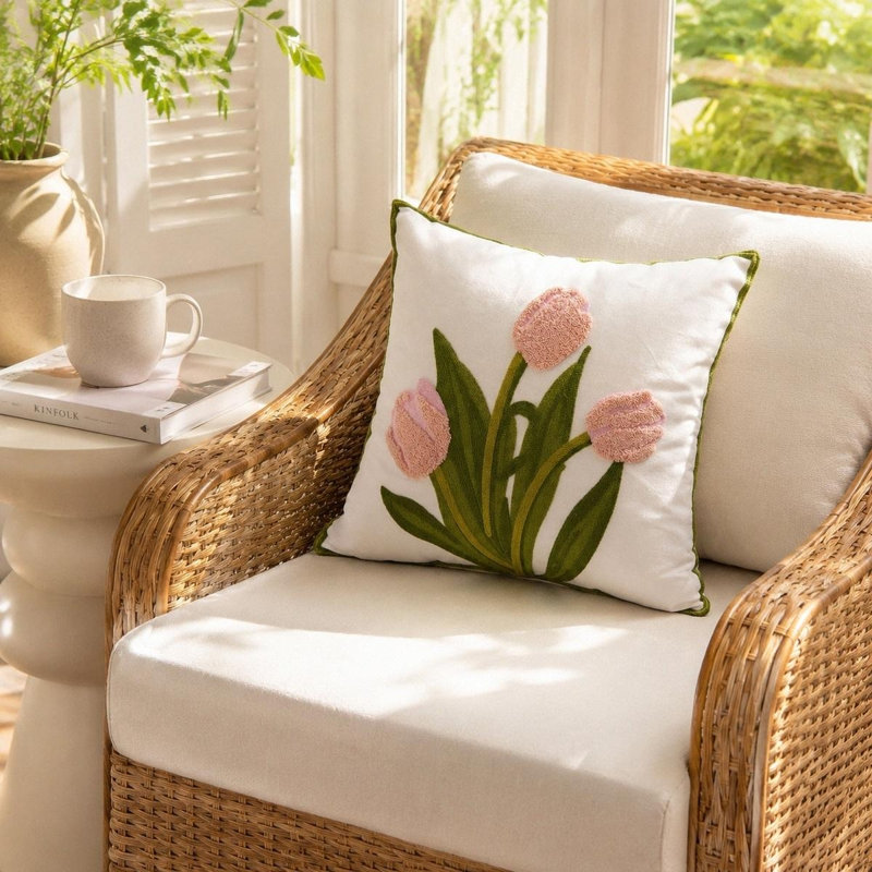 Ensemble de 2 housses de coussin Tulip 17,7 x 17,7, Pink