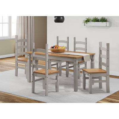 Coralayne 4 -Person Pine Solid Wood Dining Set