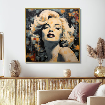 Art mural rétro femme jaune et beige rétro Marilyn Manroe II