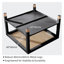 Table basse carrée 27,56 po avec plateau en verre trempé et structure en métal noir