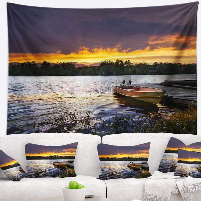 Tapisserie en polyester bord de mer en polyester avec accessoires de suspension inclus, H 68 po x l 80 po