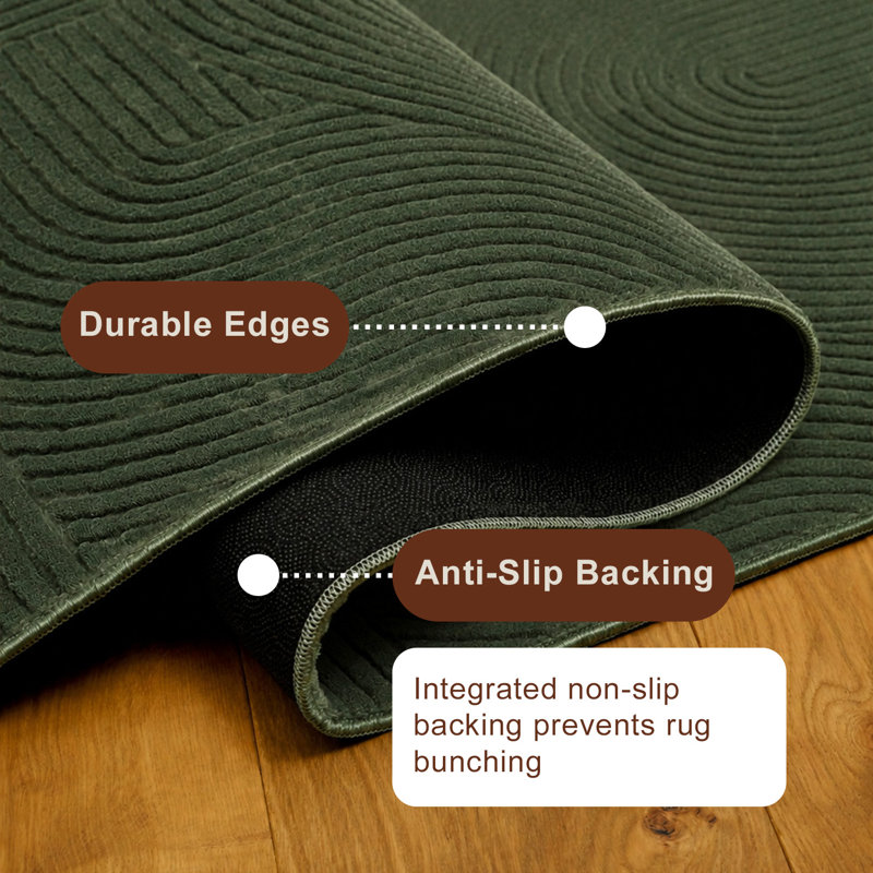 Elion Modern Machine Washable Area Rug, Rectangle 6'7" x 9', Forest