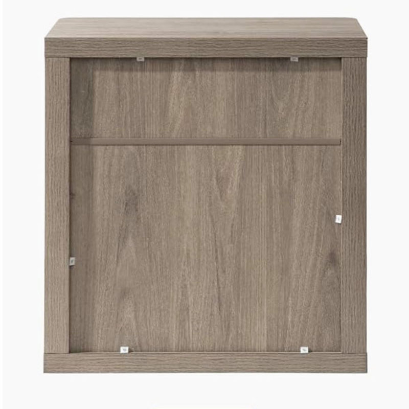 Fluted bedside table with drawer storage, Grey