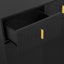 Élégant buffet / armoire à chaussures avec panneaux structurés, tablettes réglables et décorations plaquées or, avec tiroirs-558377682
