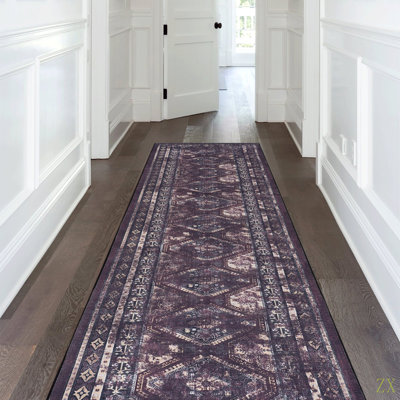Tapis de couloir 2 pi 6 po x 10 pi lavable, à poils courts, antidérapant, antidérapant, pliable et adapté aux enfants - Tapis pour salon, chambre à coucher, cuisine et salle à manger (2 pi 6 po x 10 ')