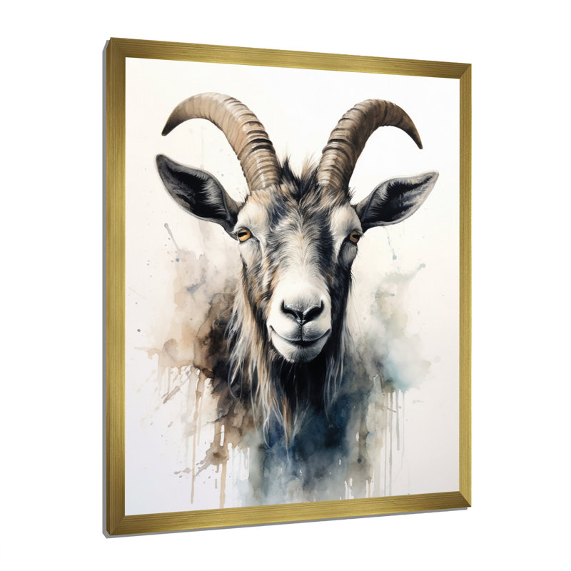 Goat Grazers - animaux, art mural sur toile, H 32 po x l 16 po x P 1 po, Cadre doré à une seule photo