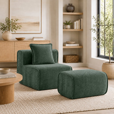 Ensemble de fauteuil modulaire et repose-pieds Velvet