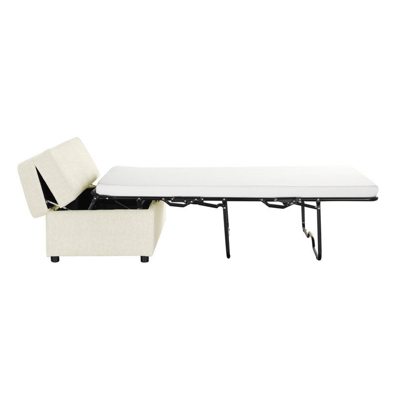 Folding Ottoman Sleeper Bed, White