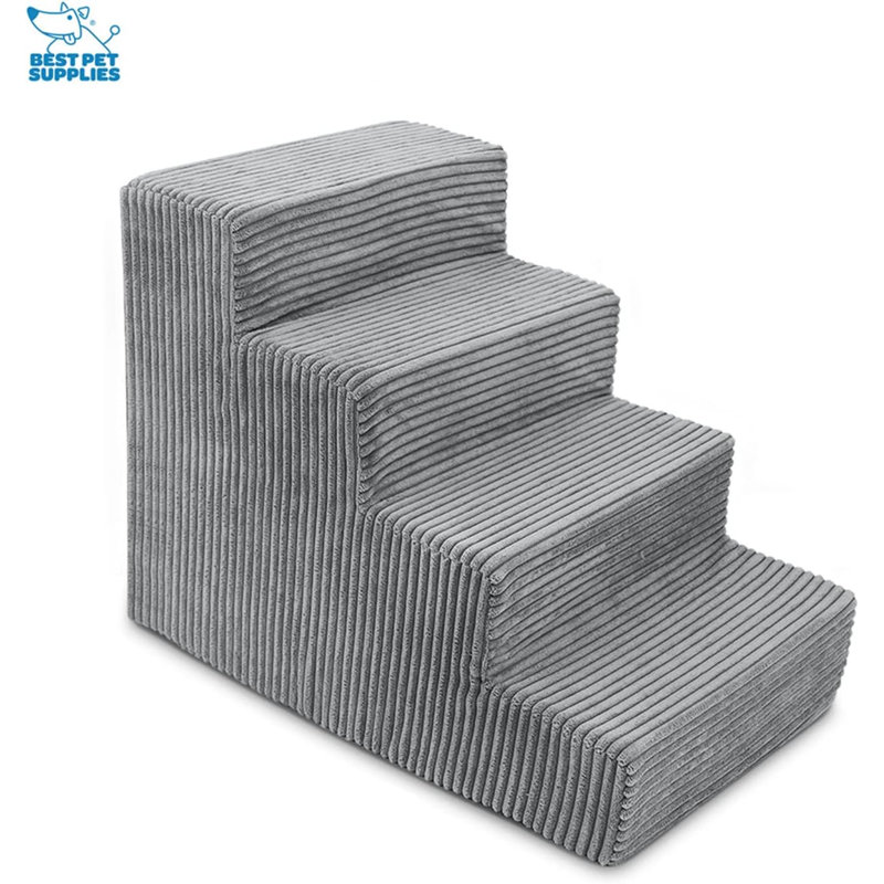 Escalier avec 4 marches, H 18 po x l 15 po x P 24 po, Gris