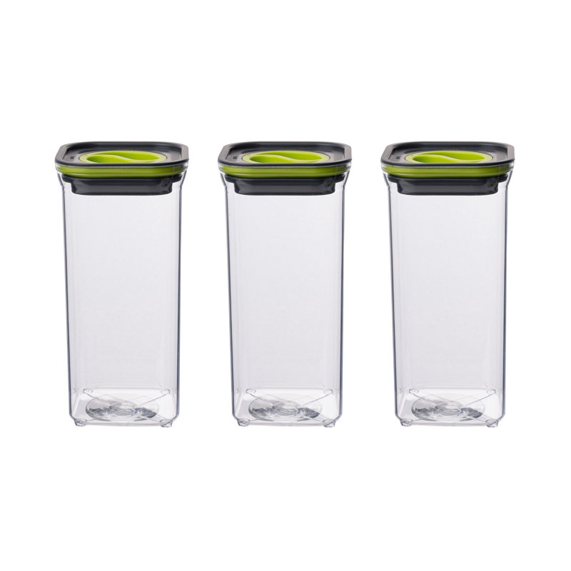 Ensemble de boîte de rangement durable (3 pièces), sans BPA, 4,2 x 4,2 x 9,5 pouces | 100% plastique, 50,7 oz liq. Chacun | Idéal pour organiser les fournitures de maison, de bureau et d'artisanat | Conception légère et polyvalente