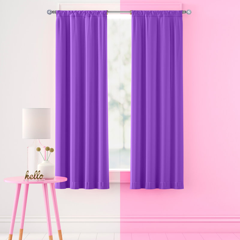 Tricia Solid Curtain Panel Pair, Room Darkening Rod Pocket Curtain Thermapanel, 26" W x 63" L, Black