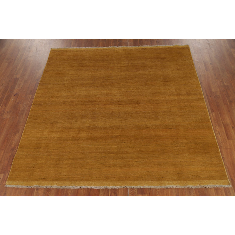 Square Yellow Gabbeh Oriental Area Rug 7x7