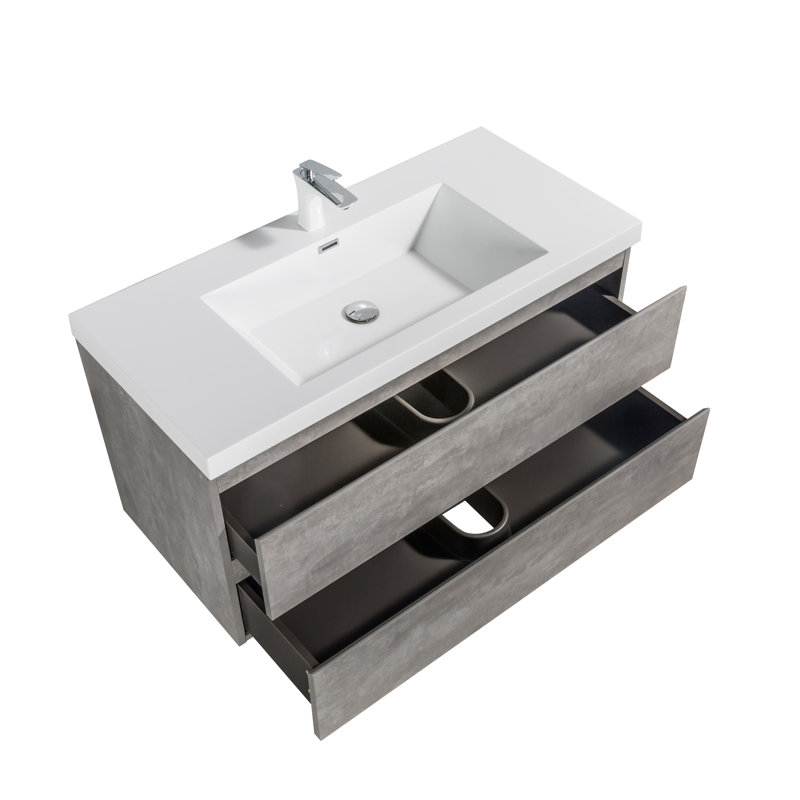 Eustasius 42'' Single Bathroom Vanity with Top, Gray