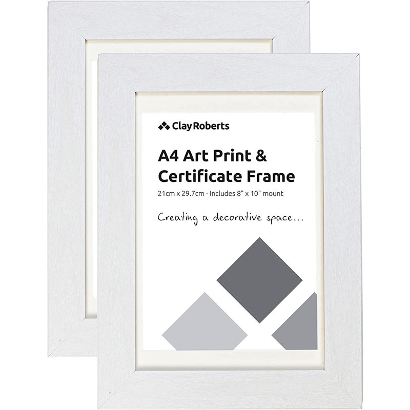 Picture Frame - Set of 2 with Mat, White