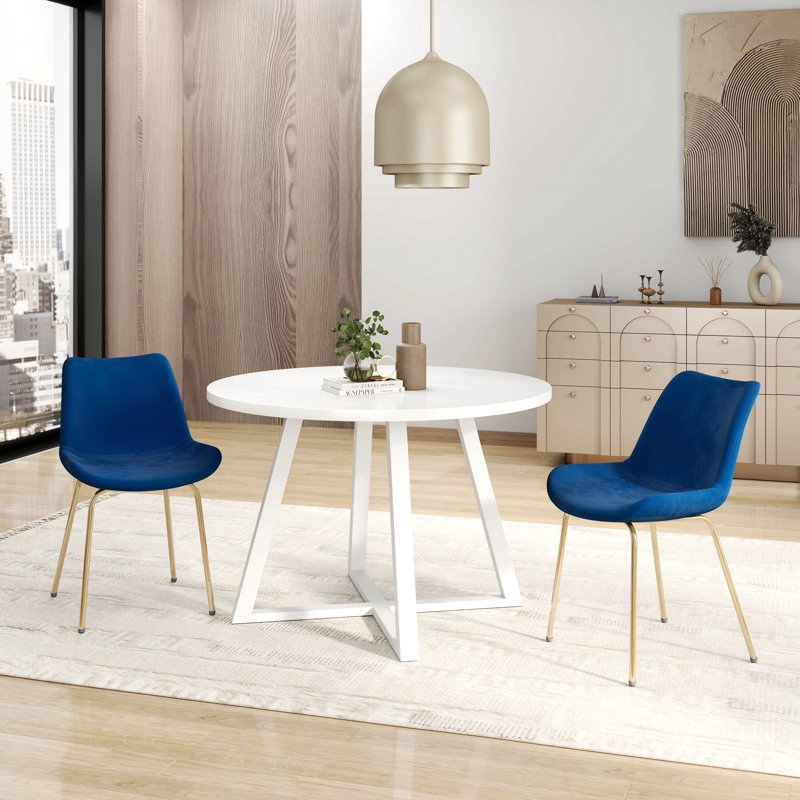 Ensemble de salle à manger 3 pièces, table à manger à tréteaux et 2 chaises d'appoint, Bleu
