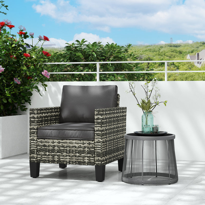 Wicker Outdoor Lounge Chair, Dark Grey