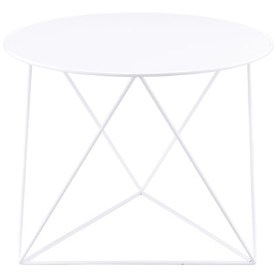 White Metal Geometric Base Table - And Eye-Catching Modern Ideal For Contemporary Decor