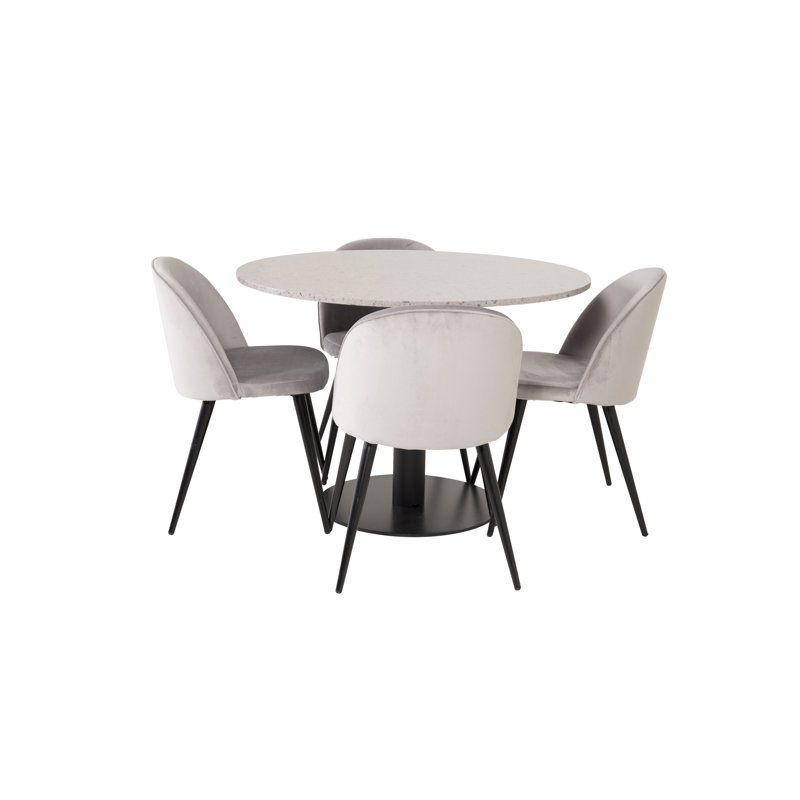 Withernsea 4 - Person Dining Set, Grey, White