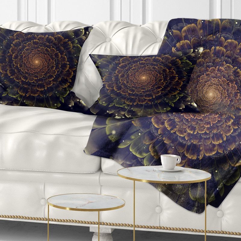 Coussin à imprimé floral orange avec motif floral vert