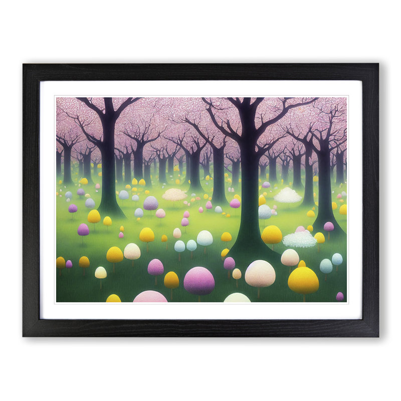 Astonishing Spring Forest - Single Picture Frame Print, 46cm H x 64cm W x 2cm D, Black Framed