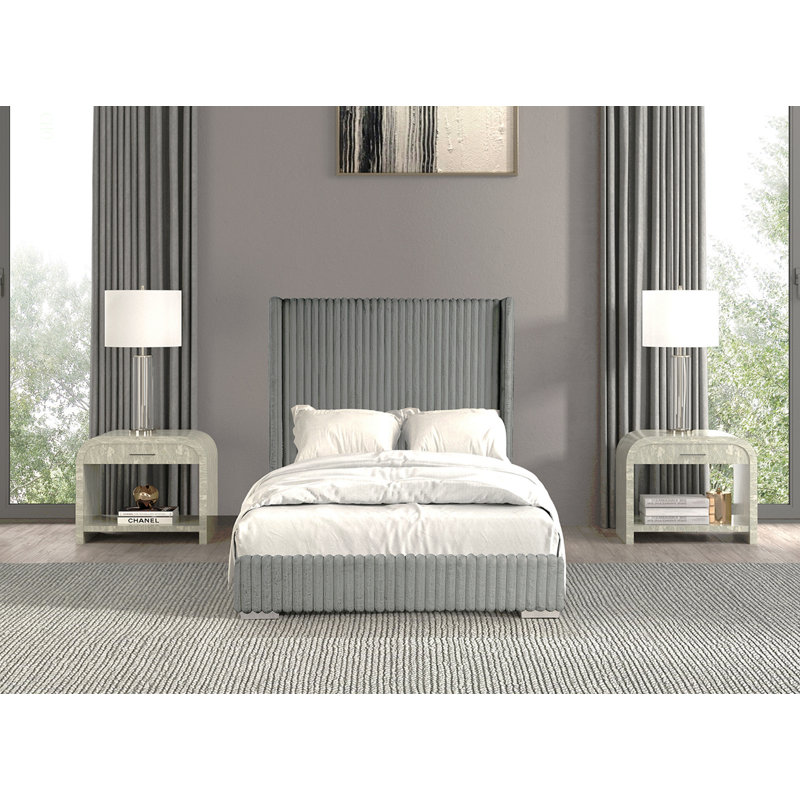 Mobilier de chambre à coucher contemporain 1pc, Grand, gris