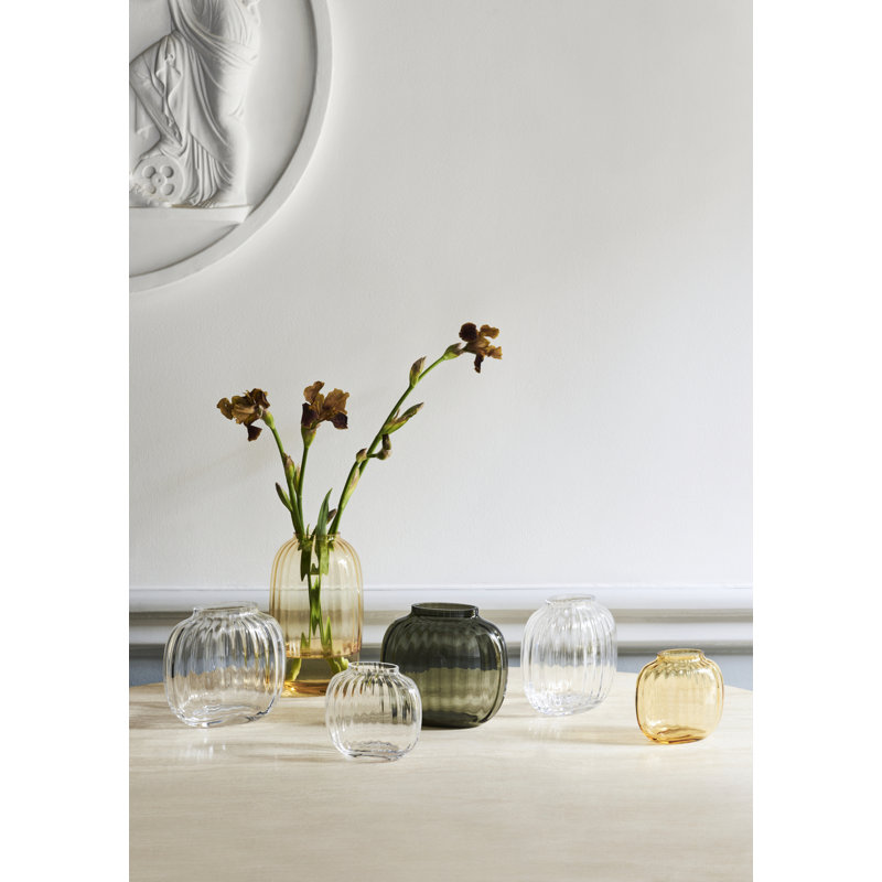 Primula Handmade Glass Table Vase, Smoke, 6.9" H x 7.7" W x 4.7" D