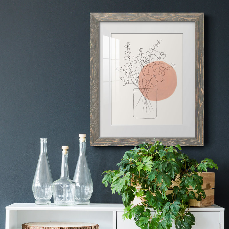 Contemporary Wildflower Bouquet - Peinture encadrée, H 24 po x l 18 po x P 1,5 po, Cadre en papier gris