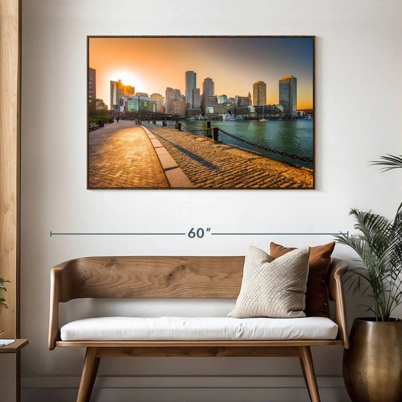 Fan Pier Park, Massachusetts, 46 po x 31 po, Cadre flottant noyer
