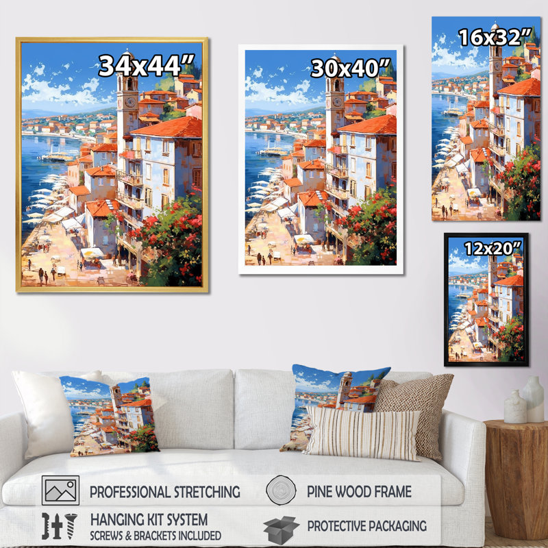 Beautiful Scenery in Italy Canvas Print with Gold Frame