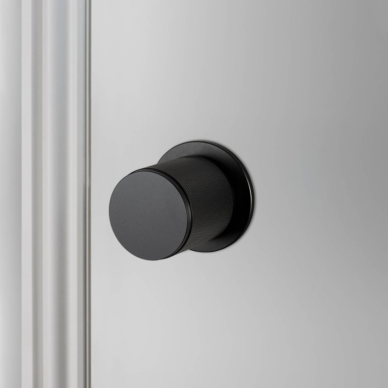 Cylindrical Knob with Round Rosette, Black