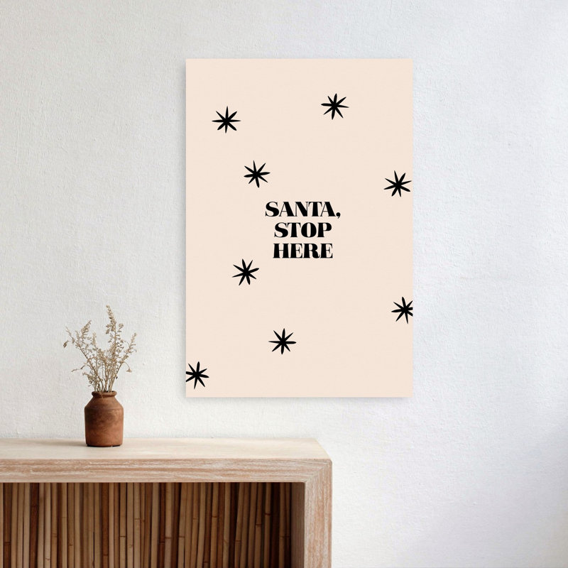 «Santa Stop Here Stars», impression d'art abstrait paysage ludique minimaliste, H 24 po x l 16 po