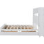 Grand lit en bois blanc avec rangement et chargement tout-en-un, bois, 4 tiroirs sous le lit, 10 tablettes à la tête de lit