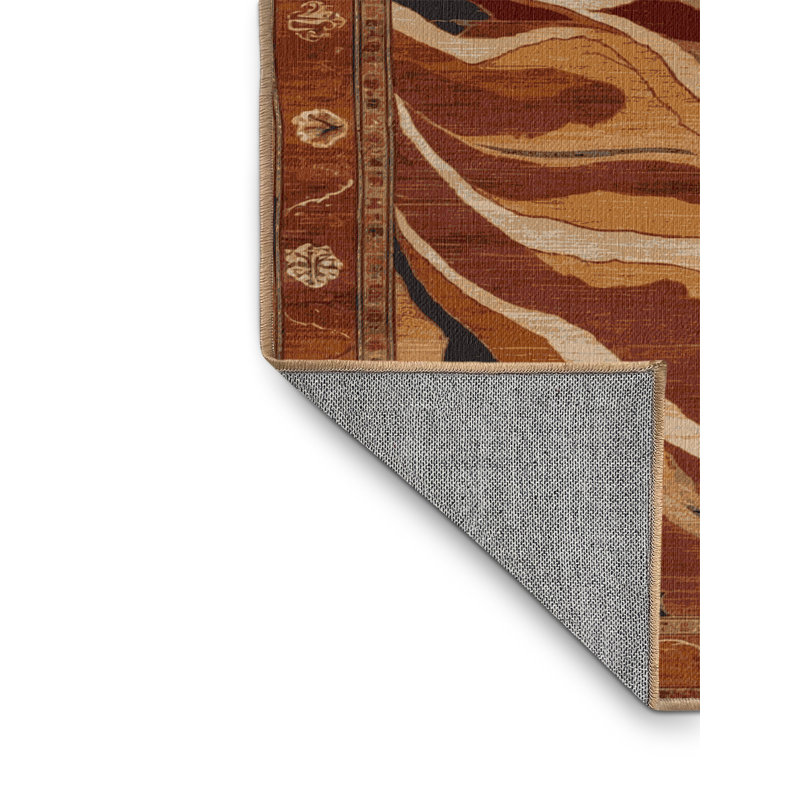 Tapis brun lavable à la machine, Rond 4 pi