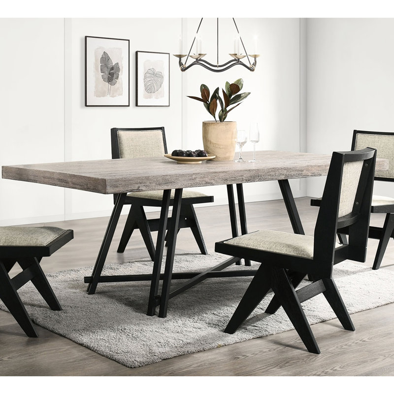 Table de salle à manger 5 pièces en bois d'ingénierie noir avec 4 chaises pour un coin repas chic