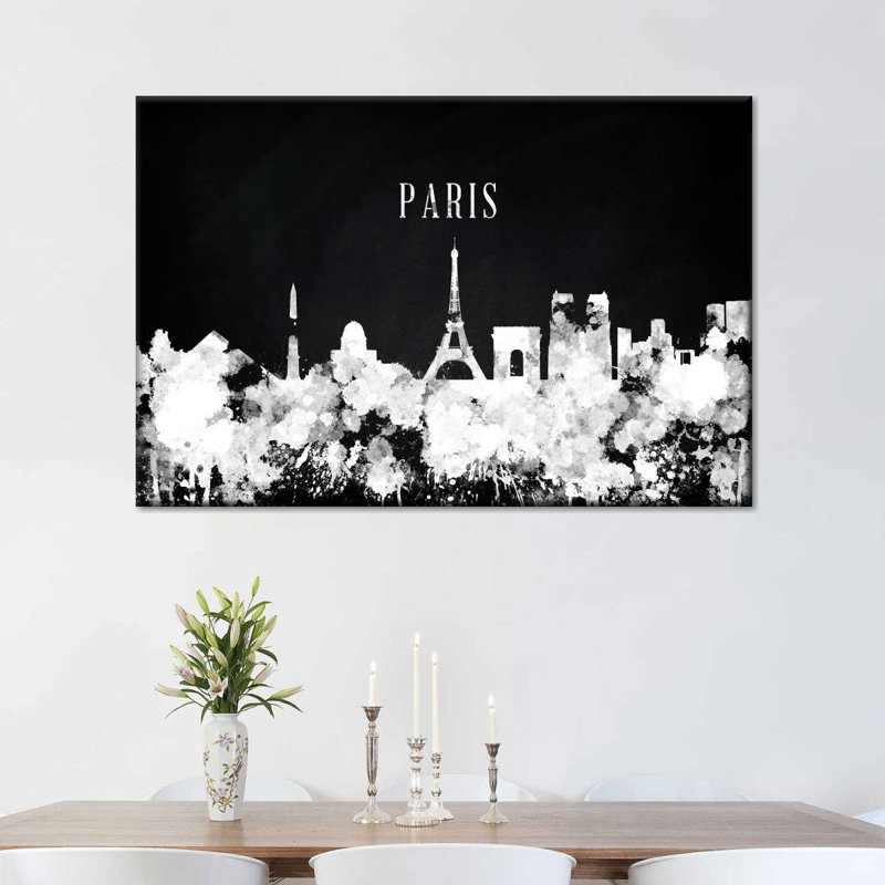 «Paris Skyline BW», reproduction sur toile, L 16 po x H 24 po