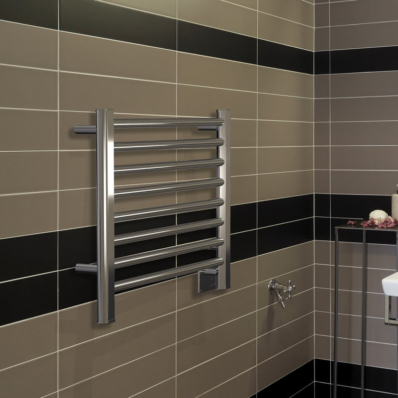 Chauffe-serviettes électrique mural double usage Sirio, Brossé