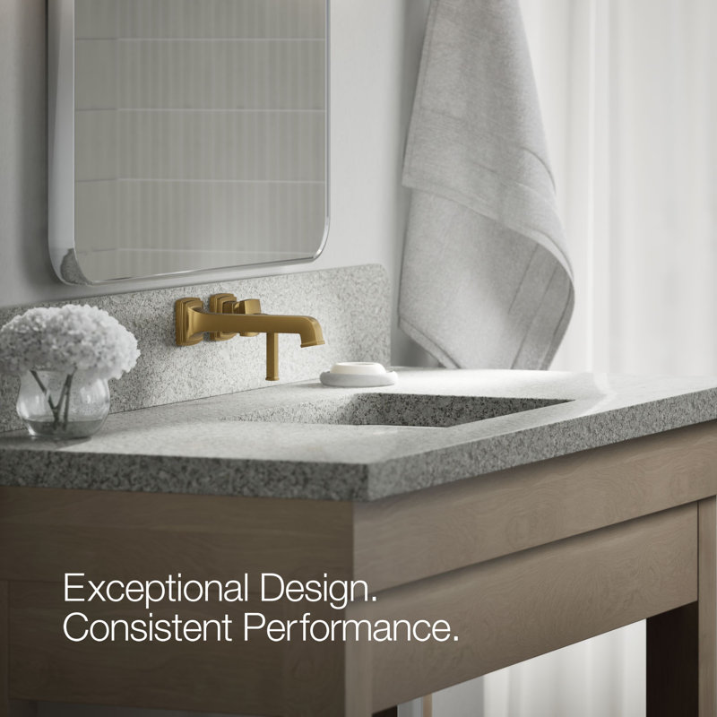 Riff Wall-Mount Single-Handle Bathroom Sink Faucet, Vibrant Brushed Moderne Brass
