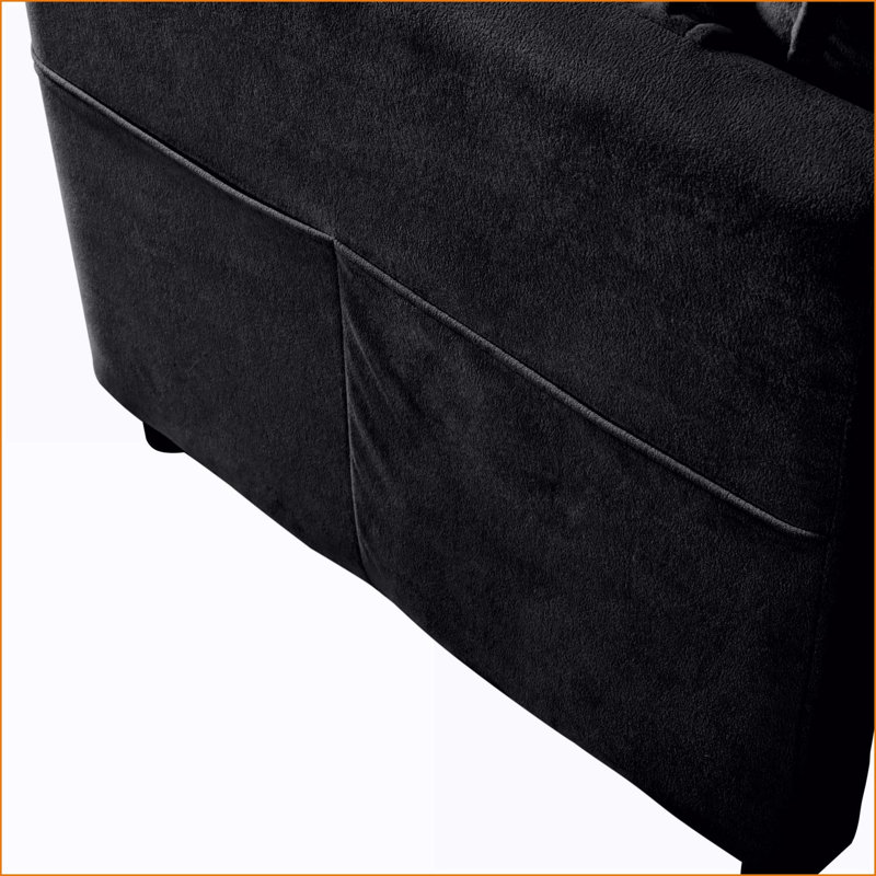 Canapé-lit modulaire avec 3 repose-pieds Coussins, canapé modulaire en chenille pour salon | Noir | Chenille
