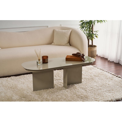 Élégante table basse taupe de 47,2 po x 17,7 po x 17,3 po | Fabrication 100% métal, design durable et moderne | Parfait pour le salon, décor minimaliste et contemporain, facile à nettoyer et à entretenir