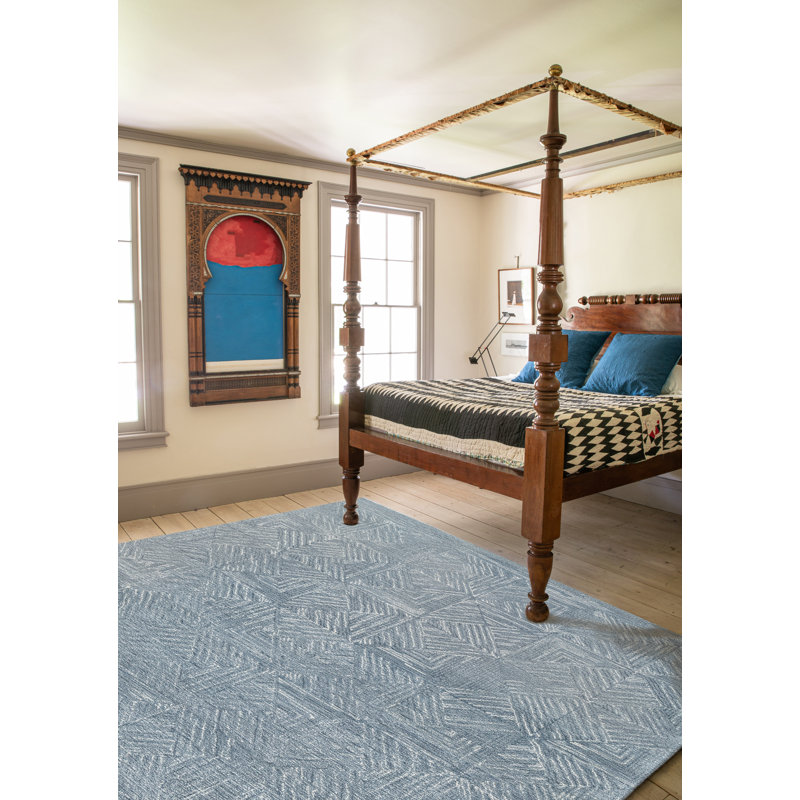 Shale Hand Tufted Area Rug in Denim, Rectangle 7'6" x 9'6"