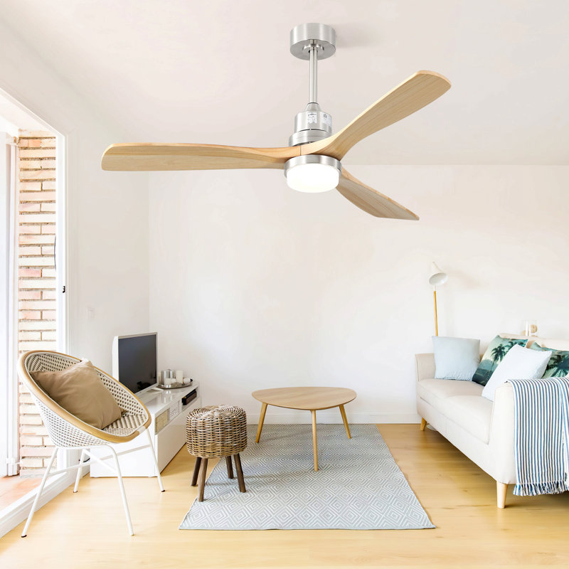 Ventilateur de plafond 52 pouces avec moteur à courant continu réversible à 3 vitesses et 3 lumières à DEL à intensité variable pour chambre à coucher