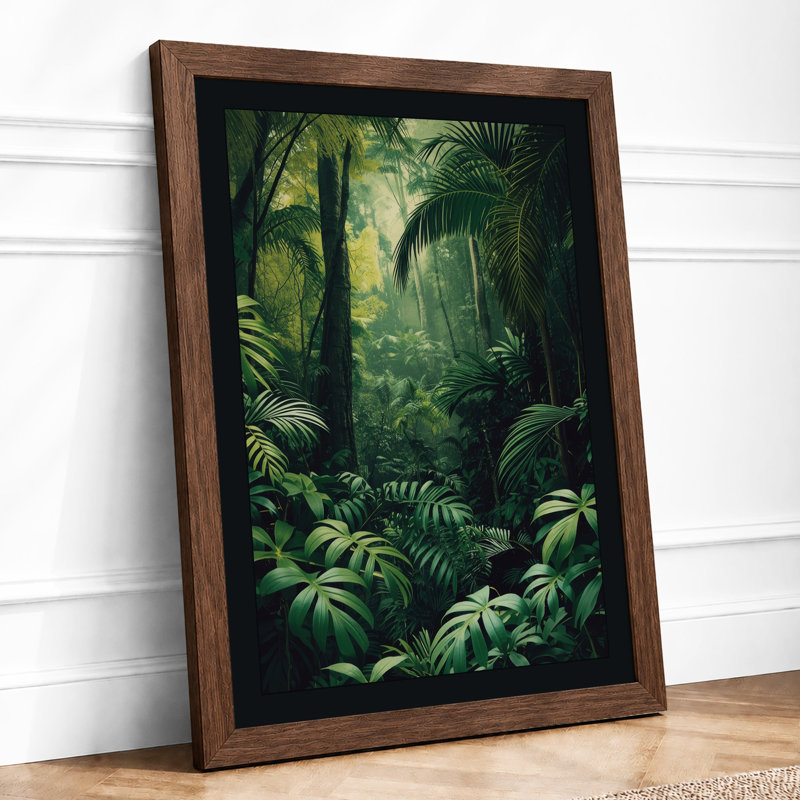 Jungle Sanctuary Tropical - Framed Print, A4 - 29.7 x 21.0 cm, Walnut