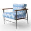 Chaise d'appoint Boho - Fauteuil bleu à chevrons bleu et blanc-731522217