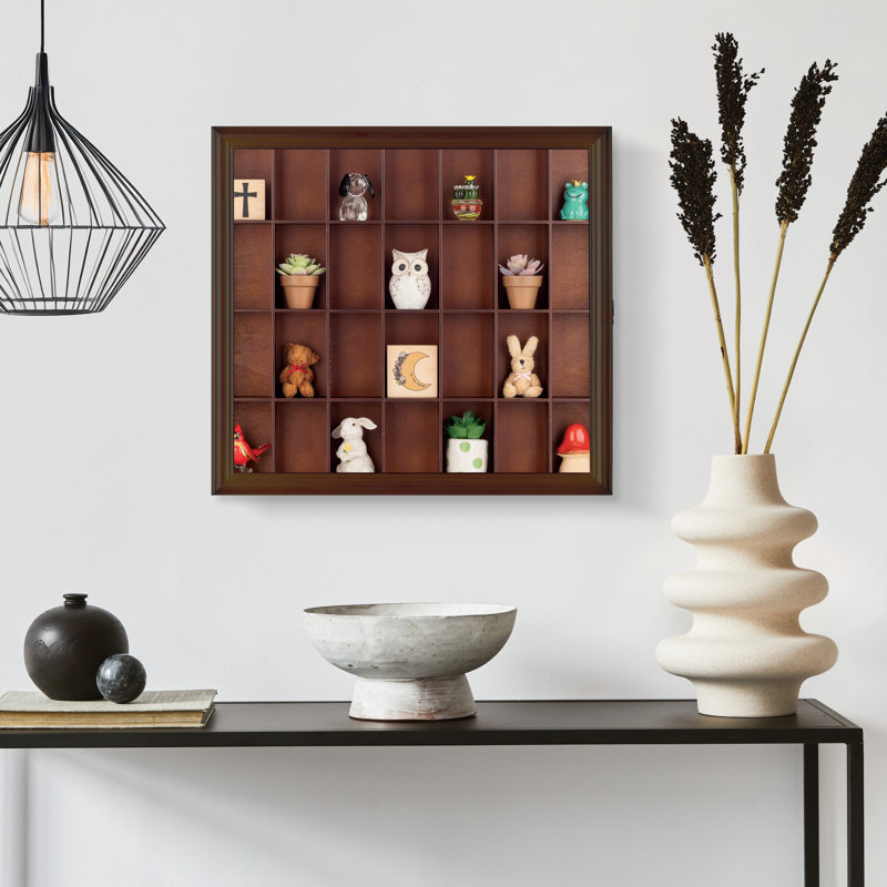 Gallery Solutions 18" x 16.5" Walnut Glass Display Case, Walnut
