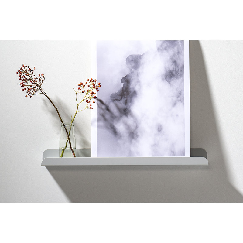 Ennice Metal Floating Shelf, Grey, 4cm H x 50cm W x 15cm D