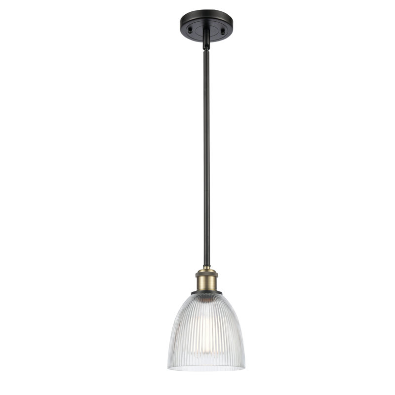 Luminaire suspendu en forme de cloche 1 lumière Whipple, Ampoule DEL 6 watts Vinage, Transparent, Laiton antique noir
