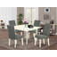 L'ensemble de table de cuisine 5 pièces pour 4 personnes comprend une table de salle à manger rectangulaire avec Dropleaf et 4 chaises de salle à manger Parsons en tissu gris, lin blanc-106903481-106903485-109975322